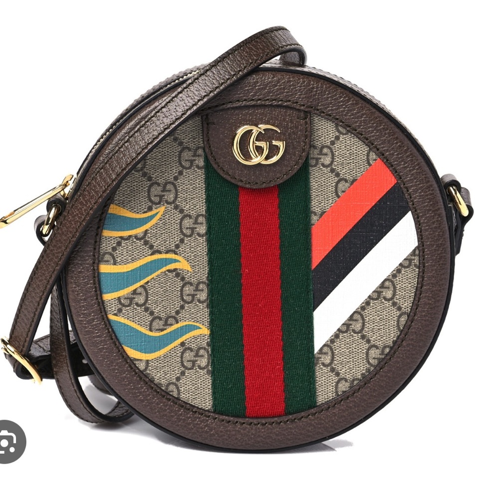 Gucci Brown GG Supreme Ophidia Round Crossbody Bag